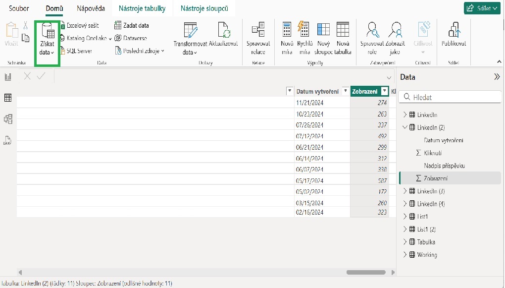 Power BI – získat data Power BI - získat data