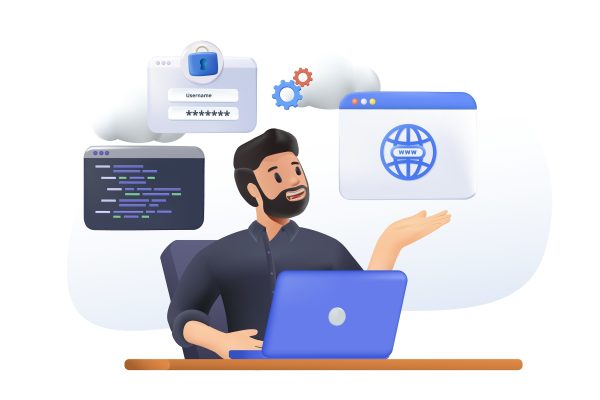 3d,Work,With,Software.,Man,Writes,Code,At,Computer,,Develops 3d,Work,With,Software.,Man,Writes,Code,At,Computer,,Develops