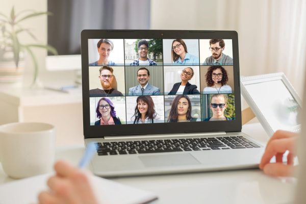 Online,Conference,Of,Colleagues,Through,A,Laptop.,Video,Call,For