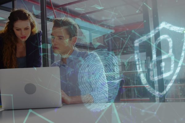 Image,Of,Security,Padlock,Icon,And,Plexus,Networks,Over,Caucasian