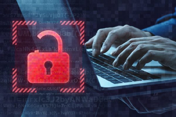 Internet,Security,Vulnerability,Image.,Unlocked,Padlock,Icon,And,Laptop.,Close