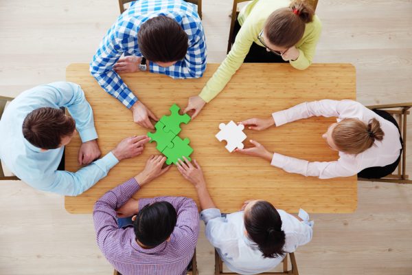 Hipster,Business,Successful,Teamwork,Concept,,Business,People,Group,Assembling,Jigsaw