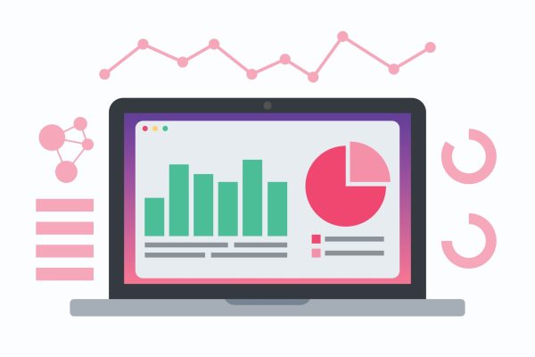 Data,Analysis,Concept.,Statistic,,Chart,And,Graph,On,Laptop,Display.