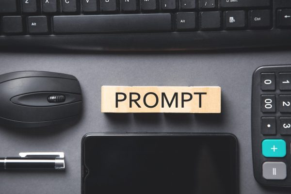 Prompt,Word,On,Wooden,Block.