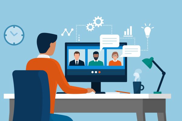 Man,Having,A,Conference,Call,With,His,Business,Team,Online,