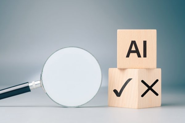 Ai,Concept,With,A,Magnifying,Glass,And,Right,,Wrong,,Symbols